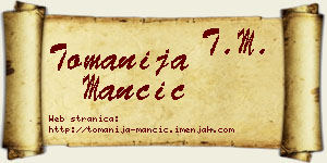 Tomanija Mančić vizit kartica
